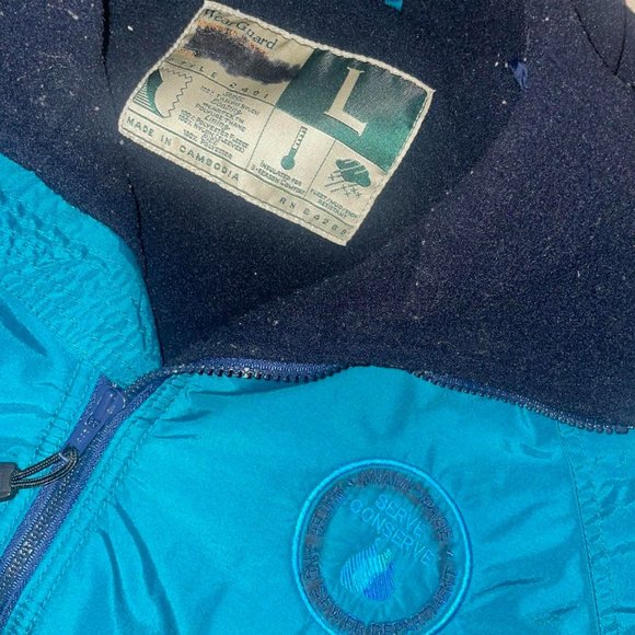 Vintage 90s Aqua Berry Colorblock Winter Jacket Large - Picture 3 of 4